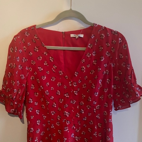 Madewell Silk Ruffle Sleeve Floral Dress - Picture 2 of 5